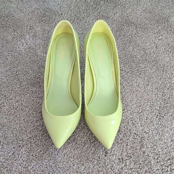 Aldo Stessy_-47 Women's Size 7 Spring Green Patent Stiletto Pumps - Picture 3 of 4